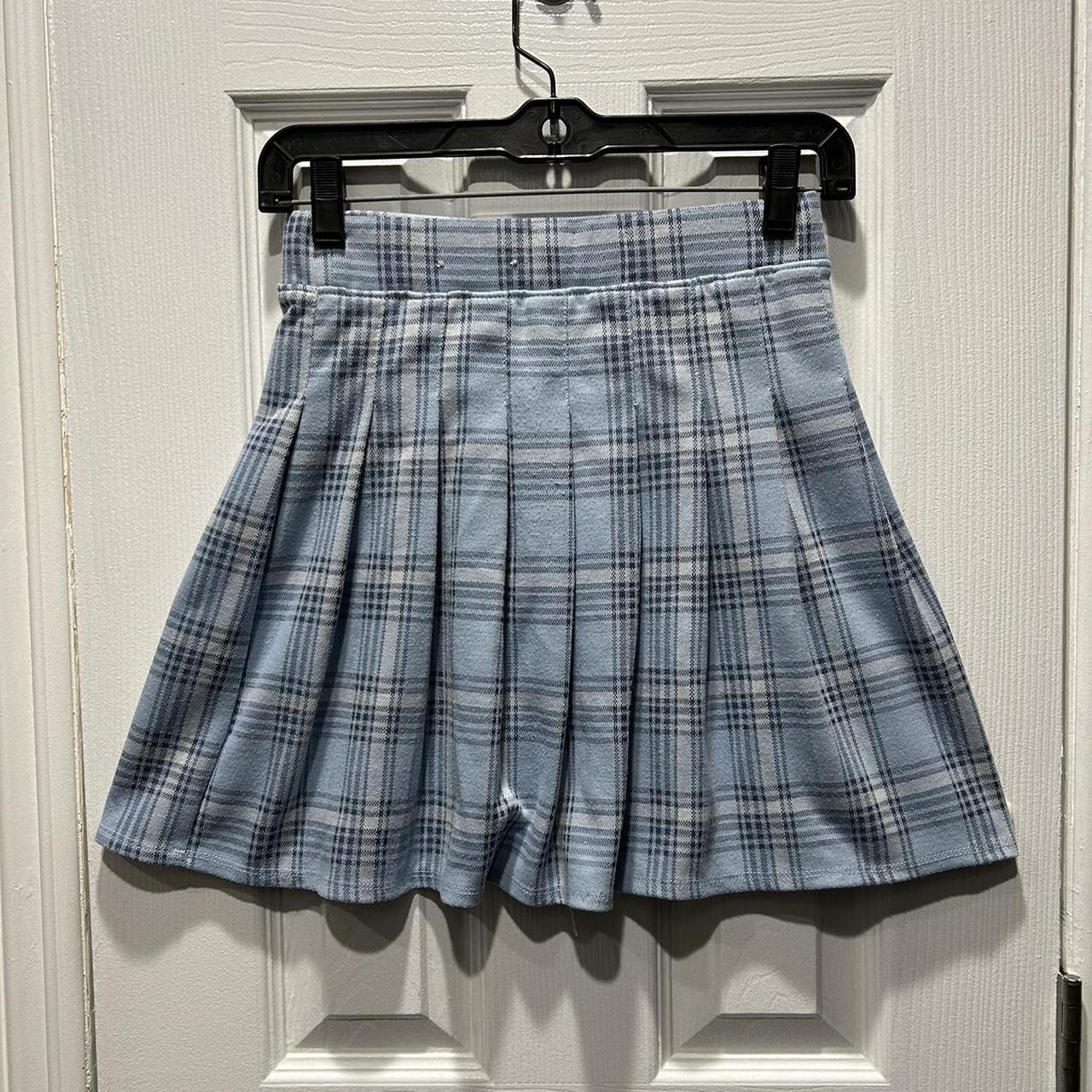 Kohl's SO Light Blue Plaid Pleated A-Line Depop