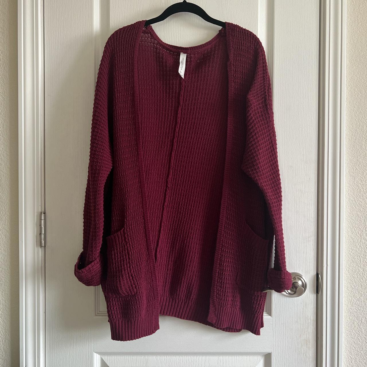 Raspberry colored knit cardigan in perfect... - Depop