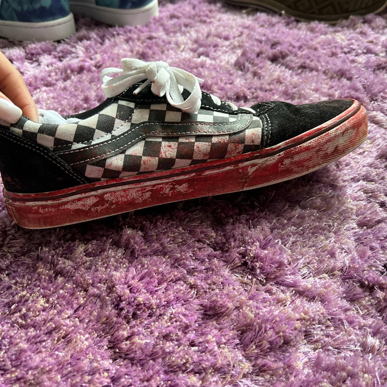Checkered paint splattered vans They are dope Men’s 9 Depop