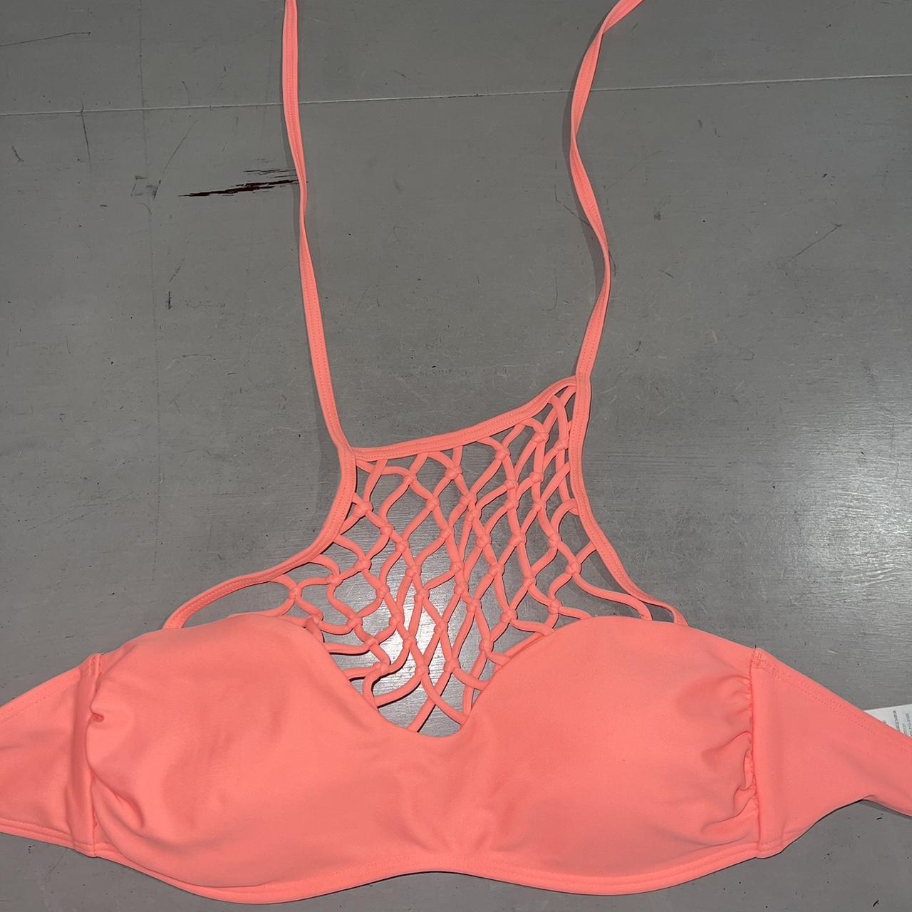 Bright orange/coral Hollister bikini top. Size... Depop