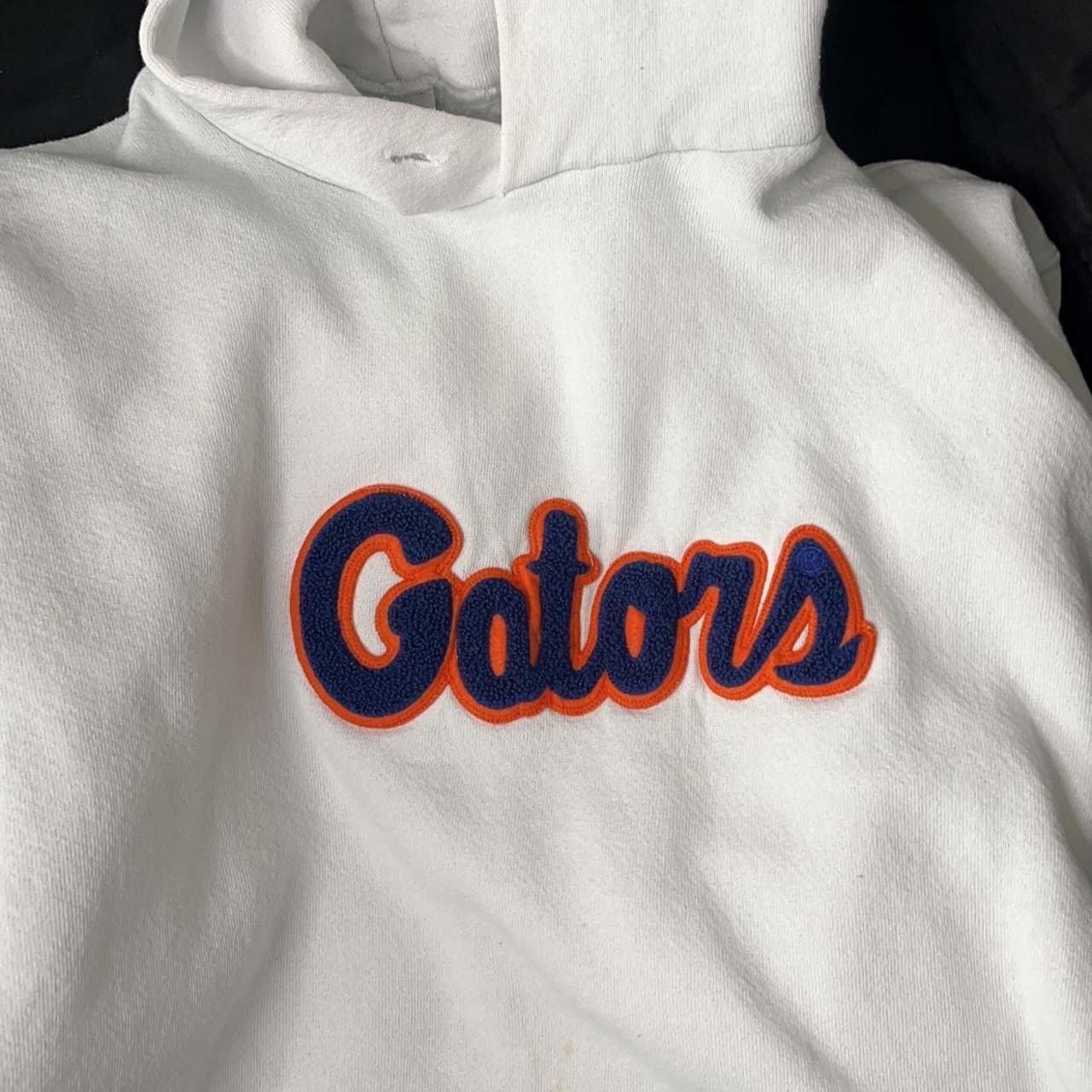 Russell Athletic Men's White and Orange Hoodie Depop
