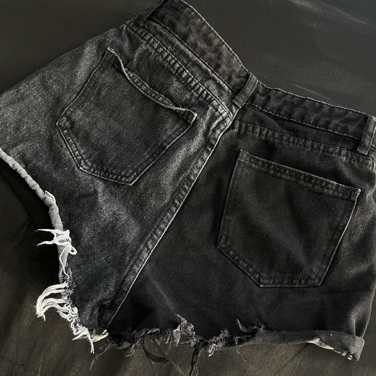 BLACK & GRAY HALF COLOR SHORTS half gray, half... Depop