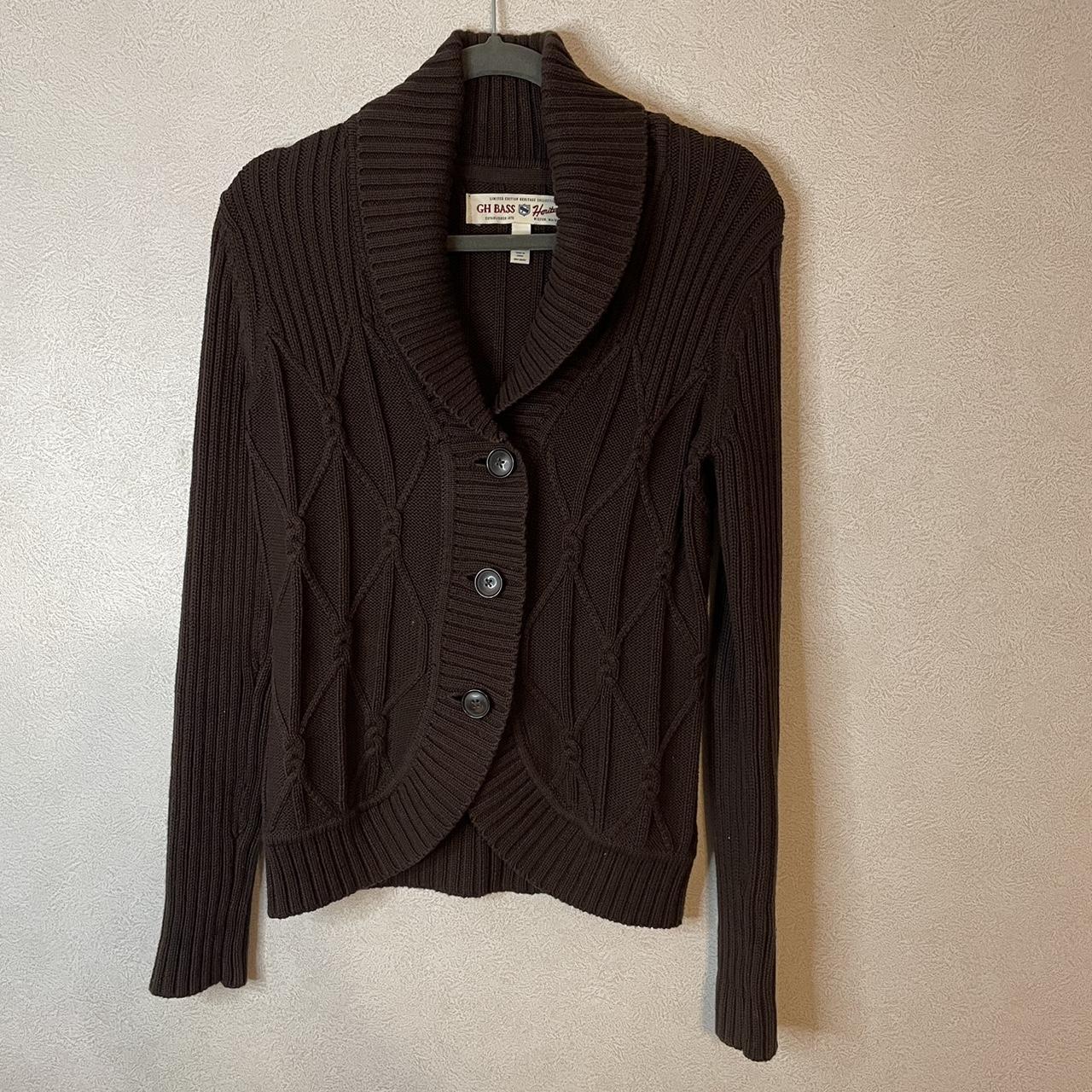 GH Bass Heritage cable knit ribbed cardigan. Button... - Depop