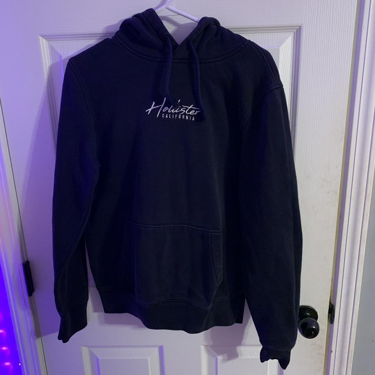 Black and white hollister hoodie Clearance