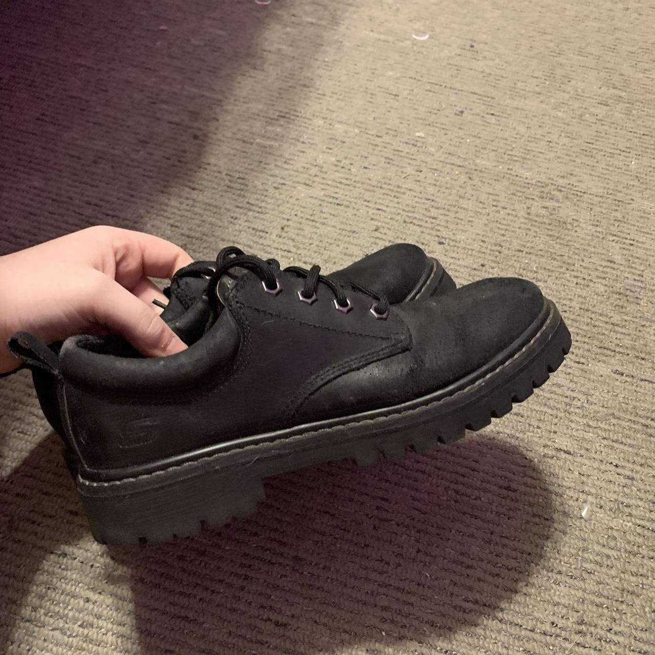 ladies black leather skechers