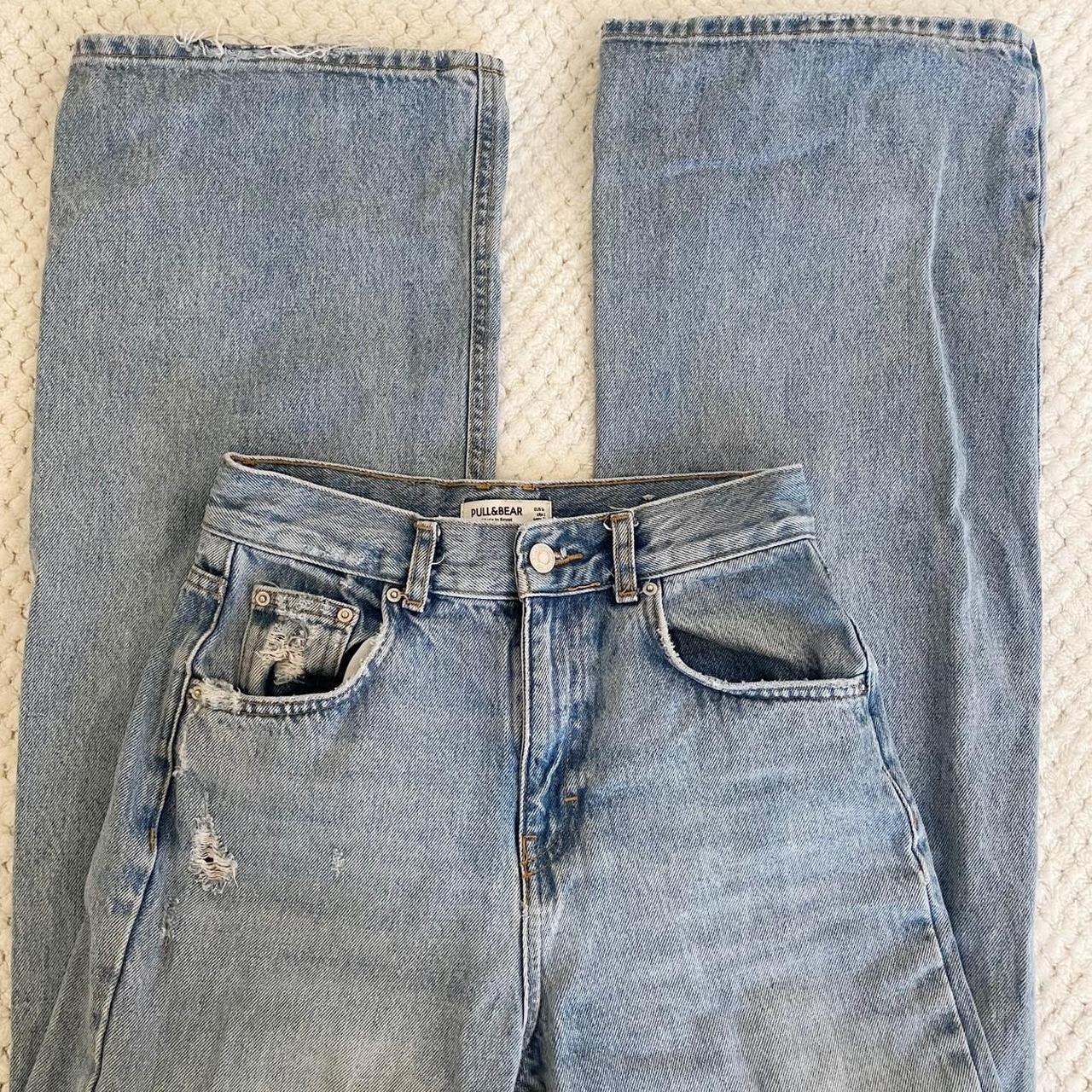 pull and bear straight leg knee ripped/distressed... - Depop