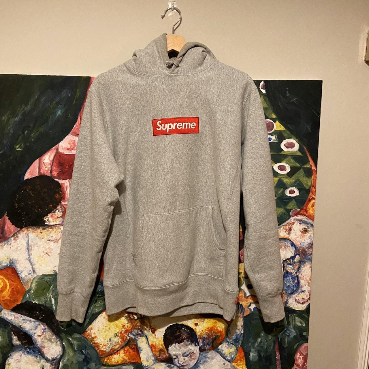 Heather grey supreme box logo hoodie deals