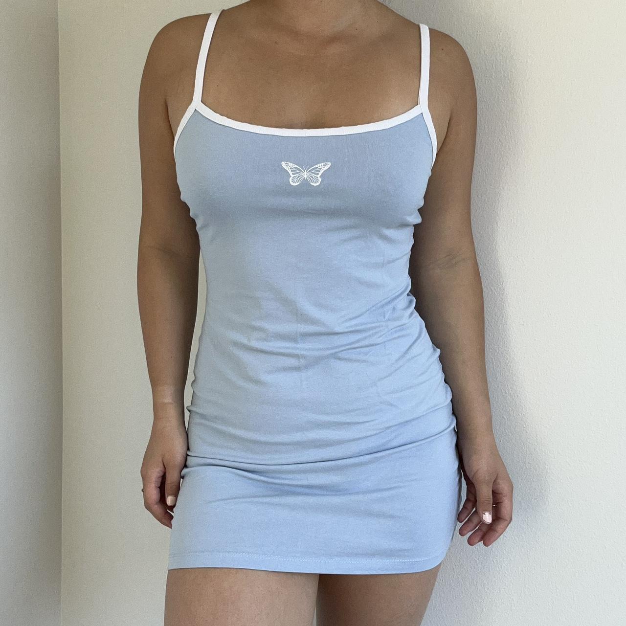 mini baby blue dress * light blue sporty butterfly... - Depop