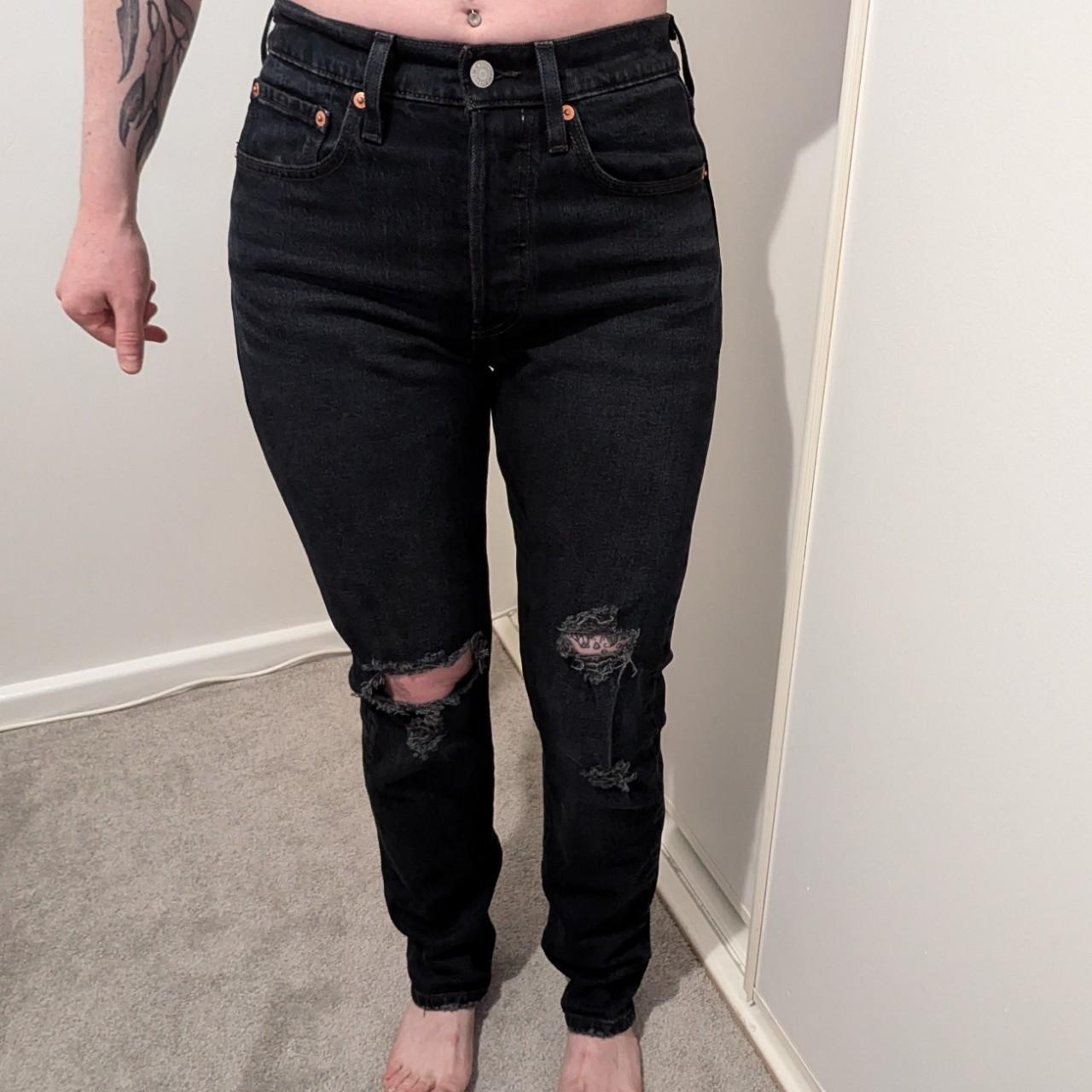 Levis black ripped skinny jeans Distressed hems and. Depop