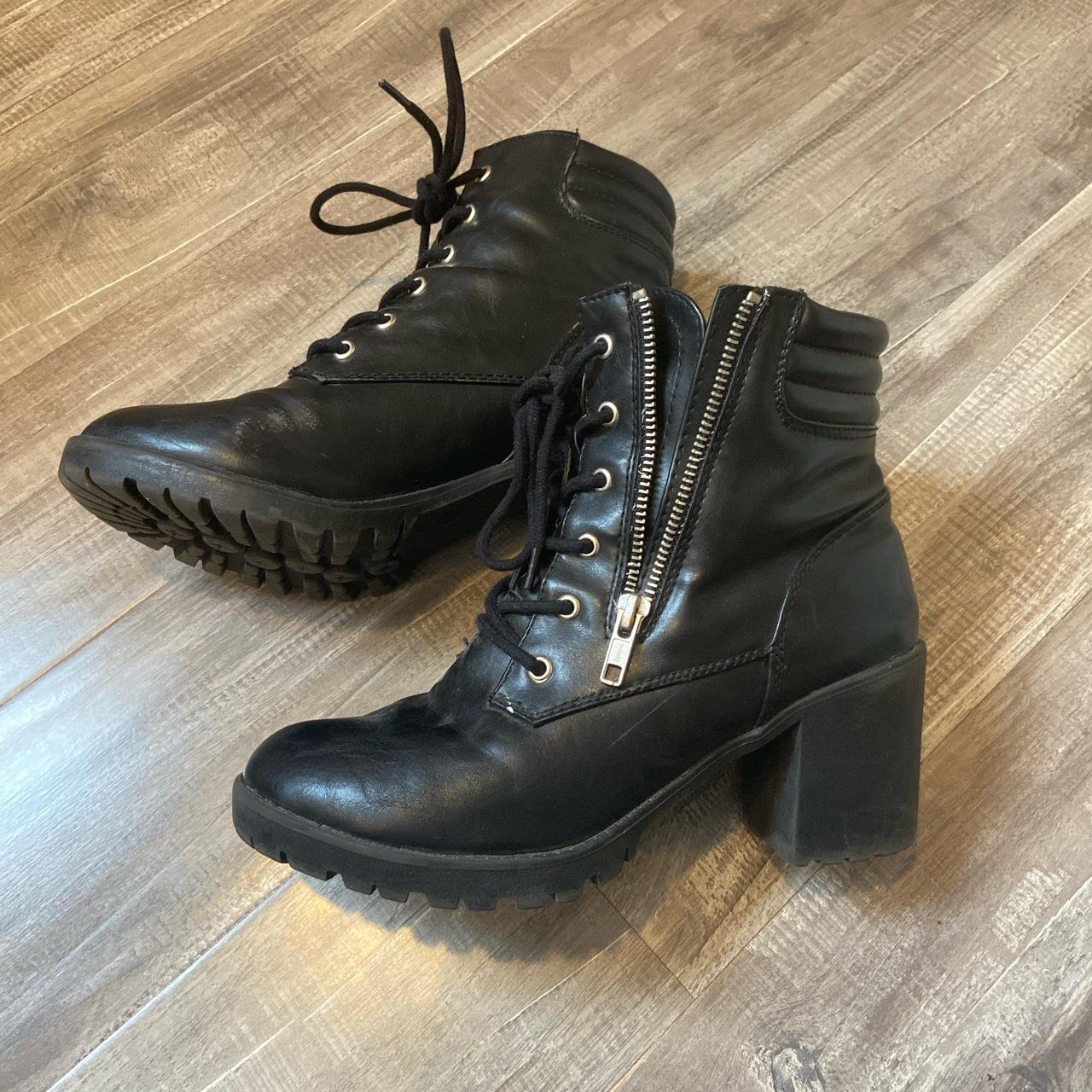 black combat boots some wear but in pretty nice... - Depop