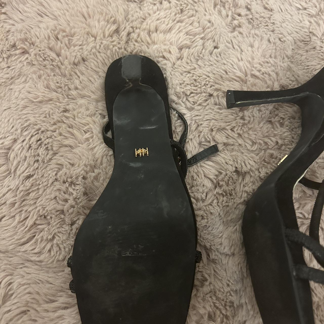 sparkly black block heels