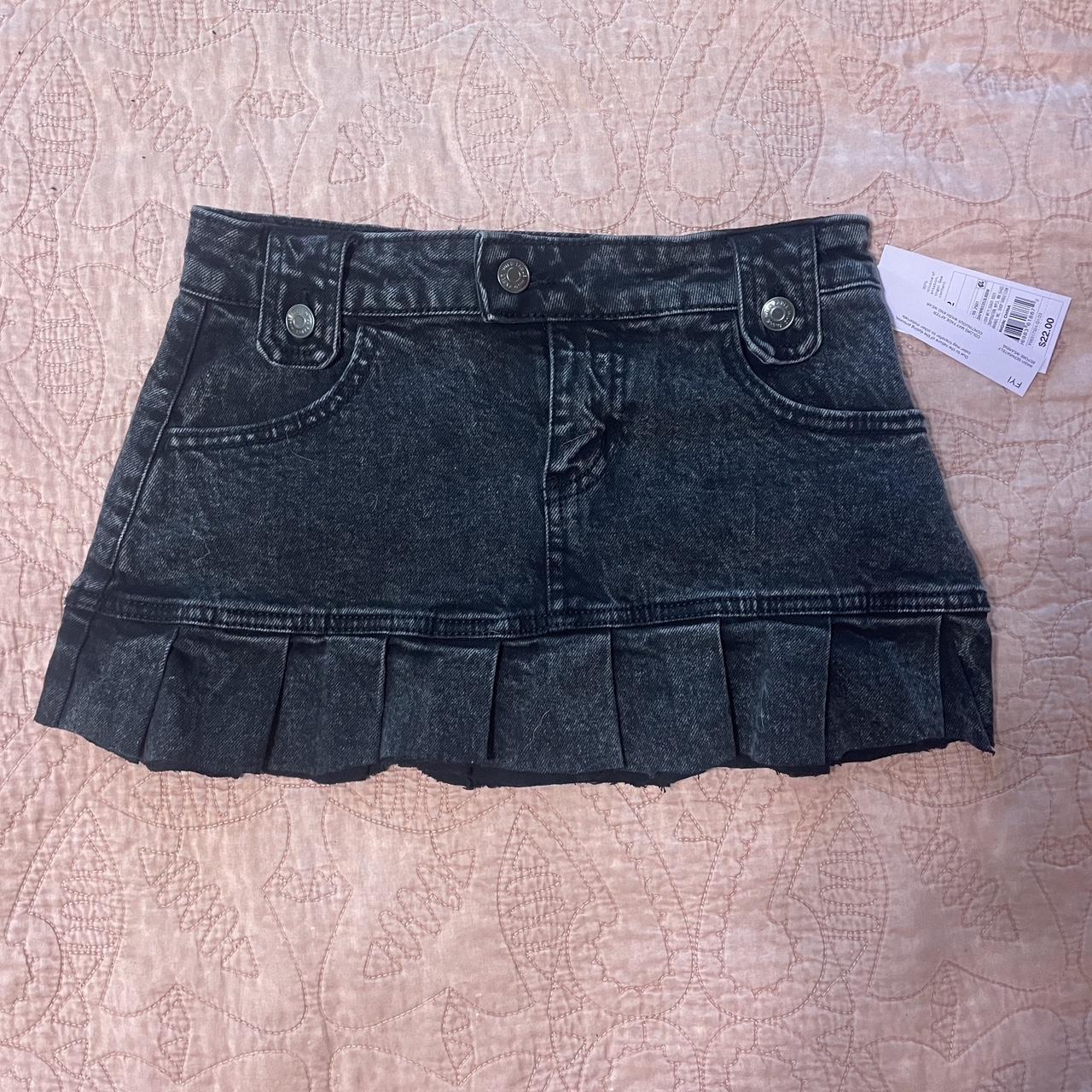 Black jean mini skirt - Depop