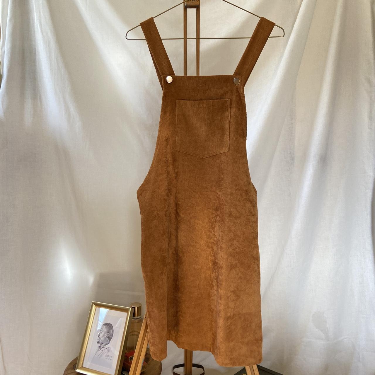 SHEIN Zipper Back Patch Pocket Cord Overall Dress