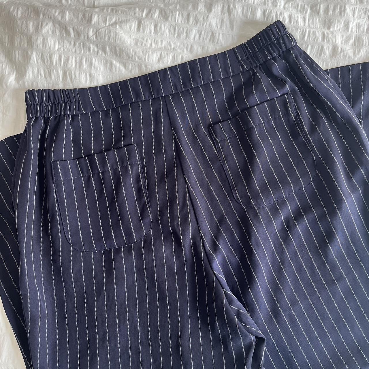 the cutest navy blue pinstripe pants! super... - Depop