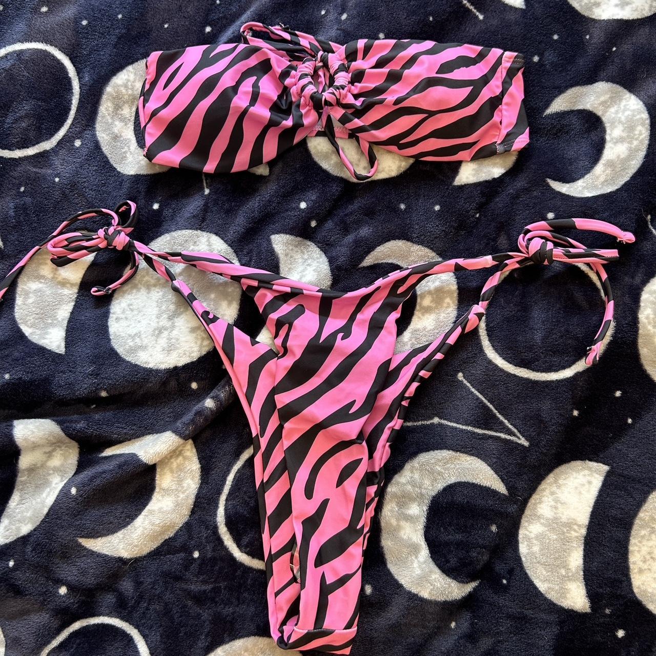 Pink And Black Zebra Print Bathing Suit Set Never Depop