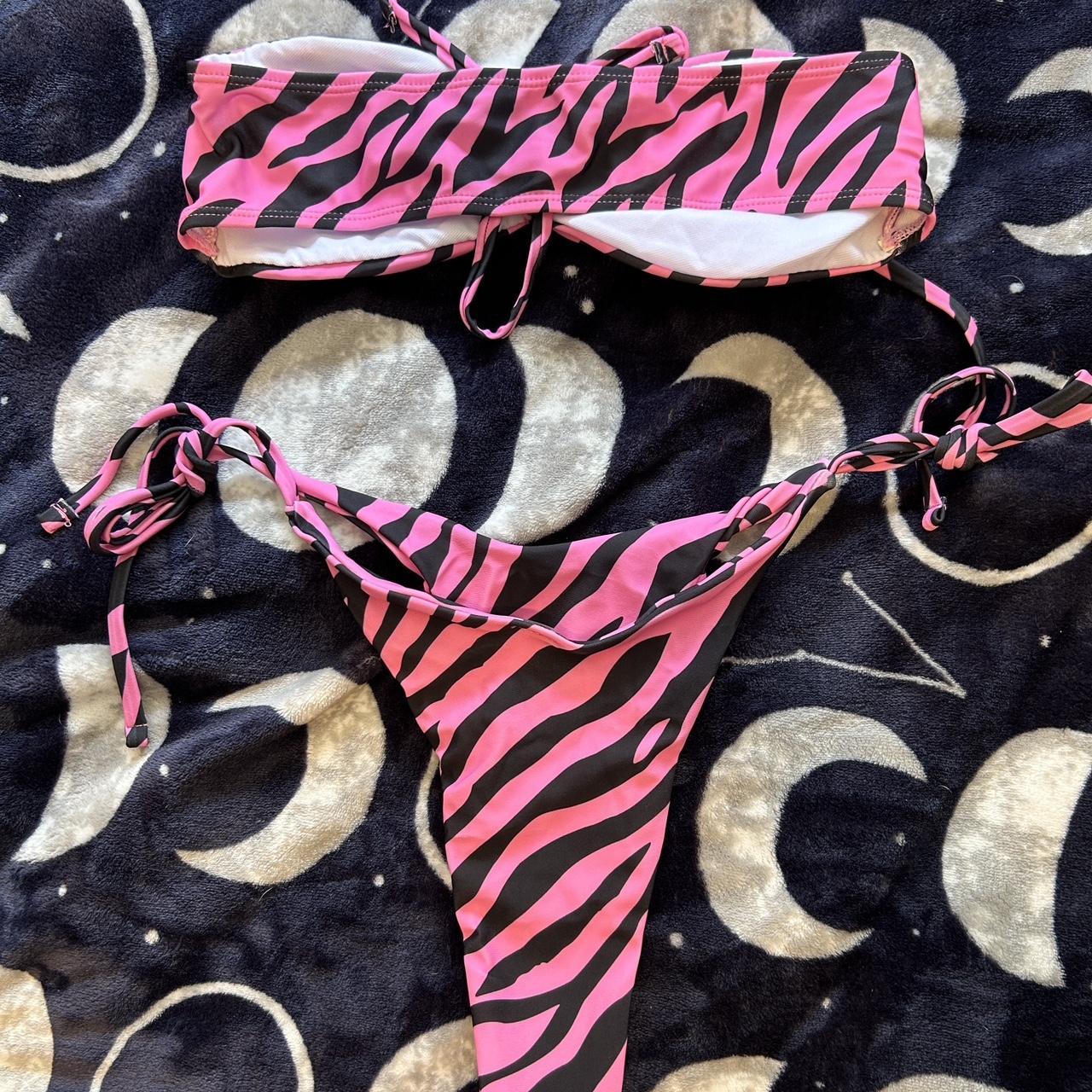 Pink And Black Zebra Print Bathing Suit Set Never Depop