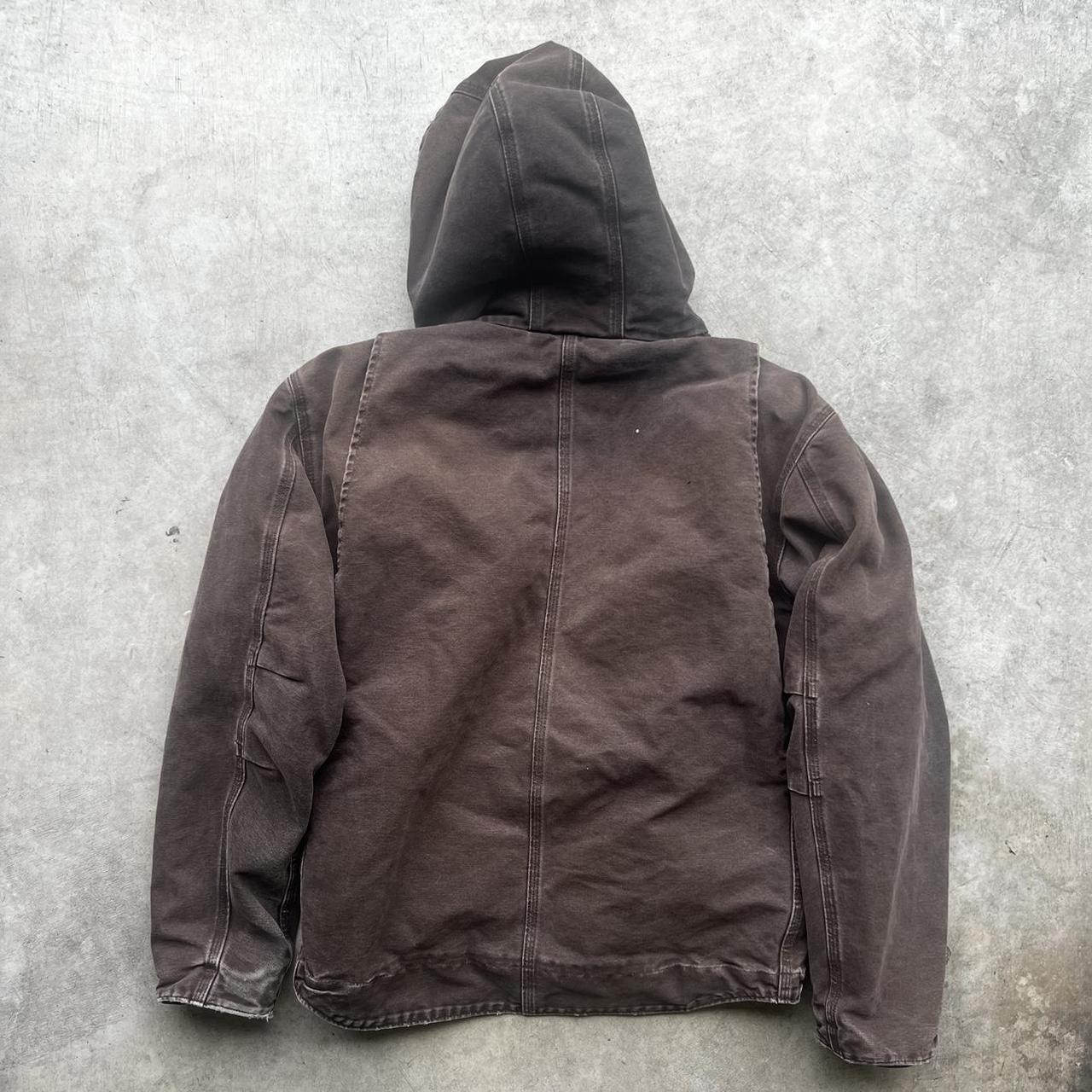 Carhartt Faded Hooded Jacket Size LT, Sherpa Lined,... - Depop