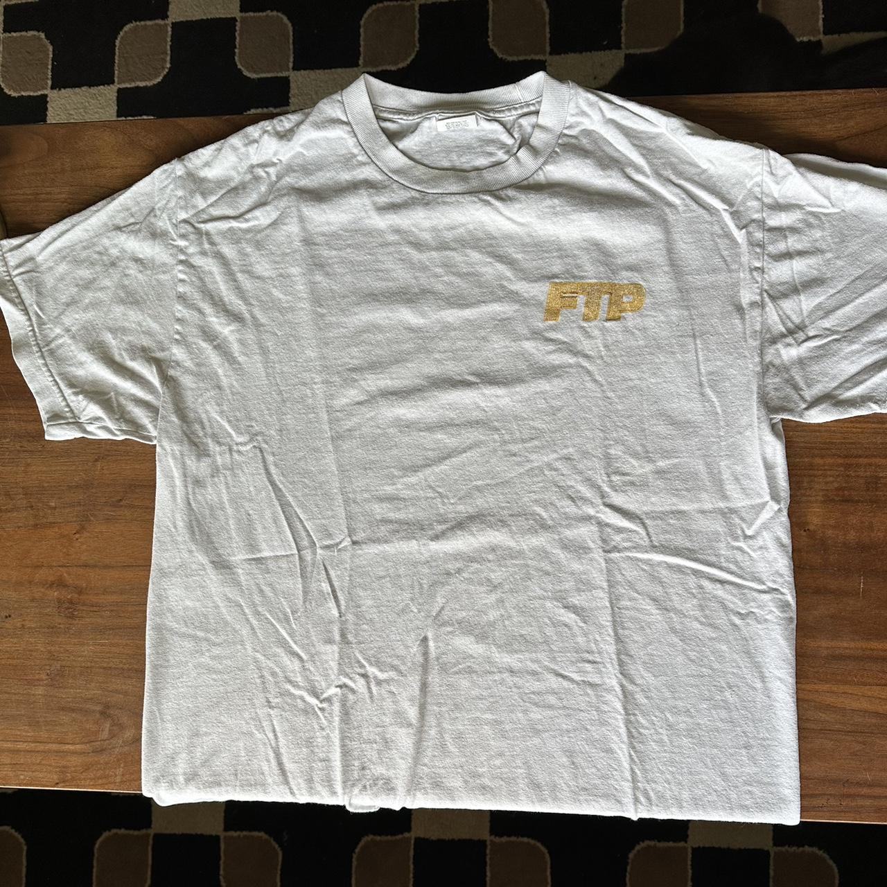 FTP Men's White and Gold T-shirt | Depop