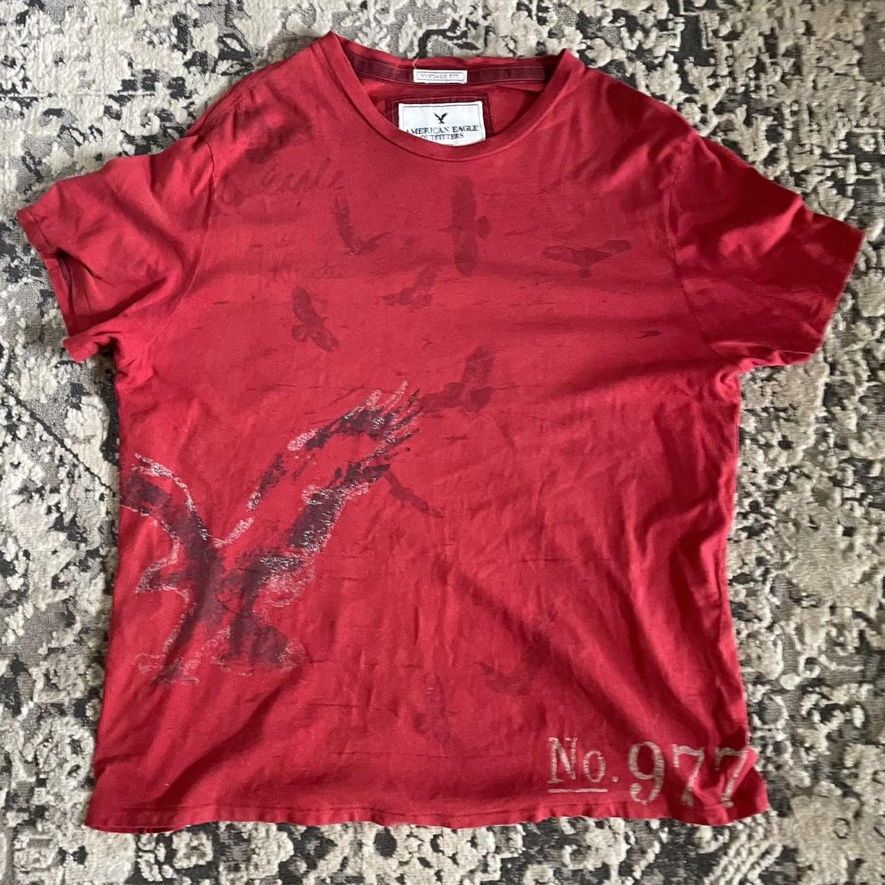 Large red american eagle vintage fit shirt small... - Depop