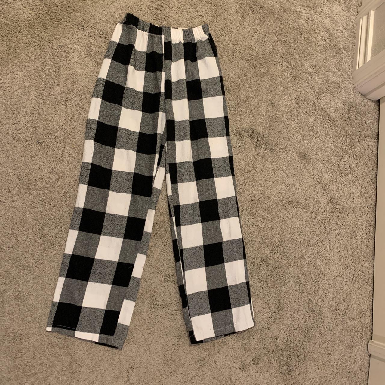 black and white plaid pajama pants xs women’s - Depop