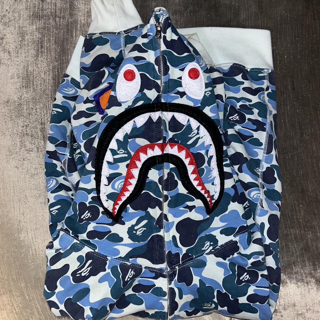 BAPE Big ABC Camo Shark Full Zip Hoodie blue Depop