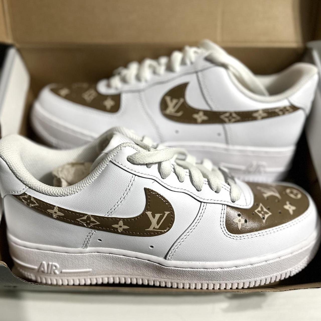 Customized Nike Air Force 1's with a Louis Vuitton - Depop