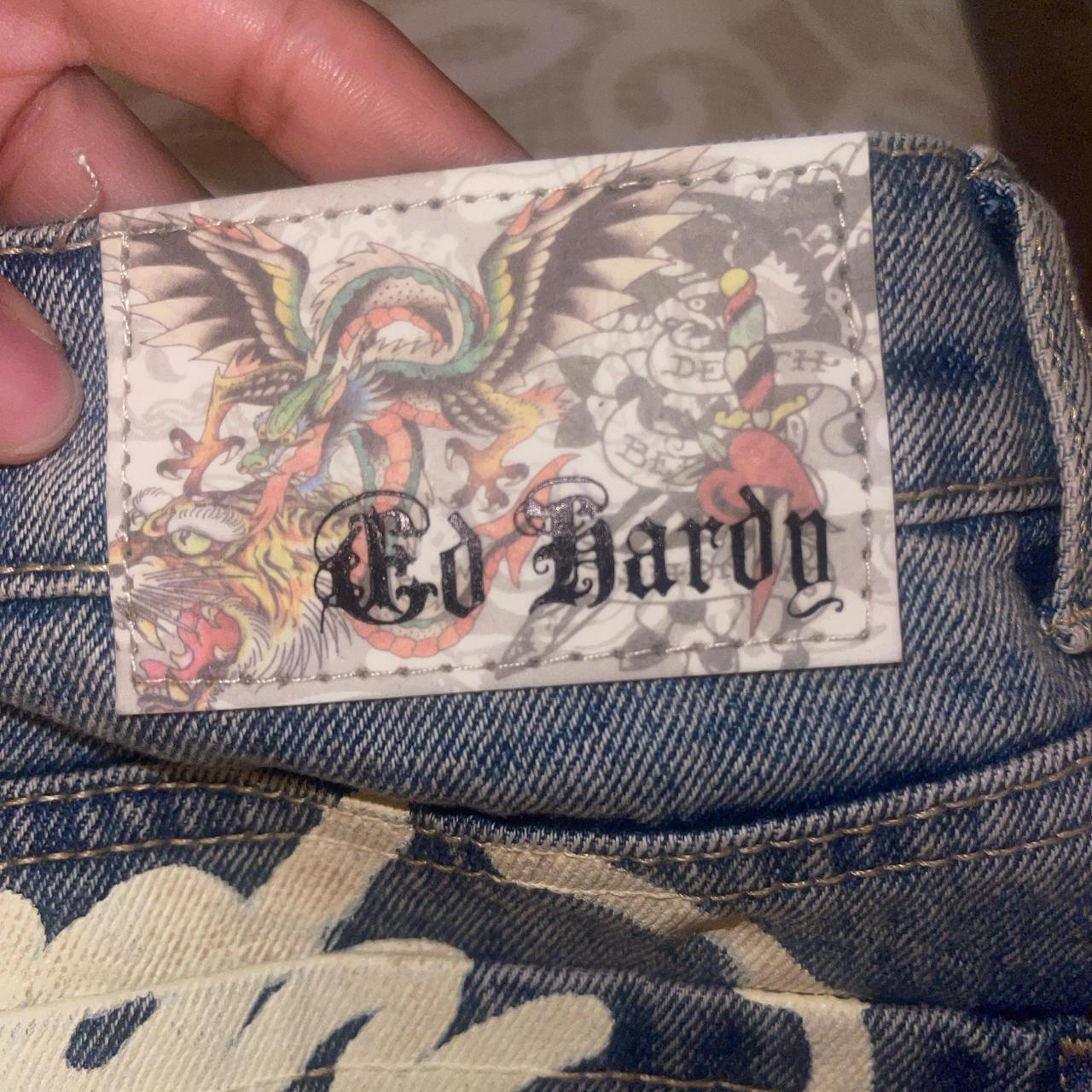 MULTI TATTOO DENIM MINI SKIRT Size: small worn once. - Depop