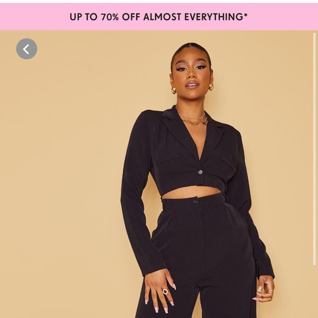 Pretty Little Thing Black Woven Blazer Style Cut