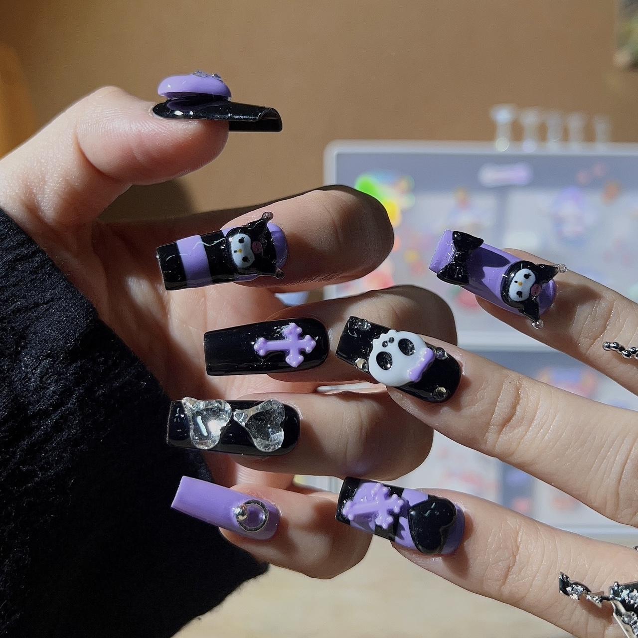 Y2K kuromi press-on nails set!!! Med Square, the... - Depop
