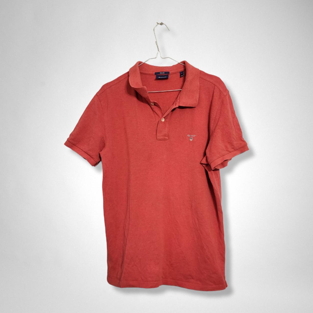 Gant men's salmon red polo t-shirt L Very good... - Depop