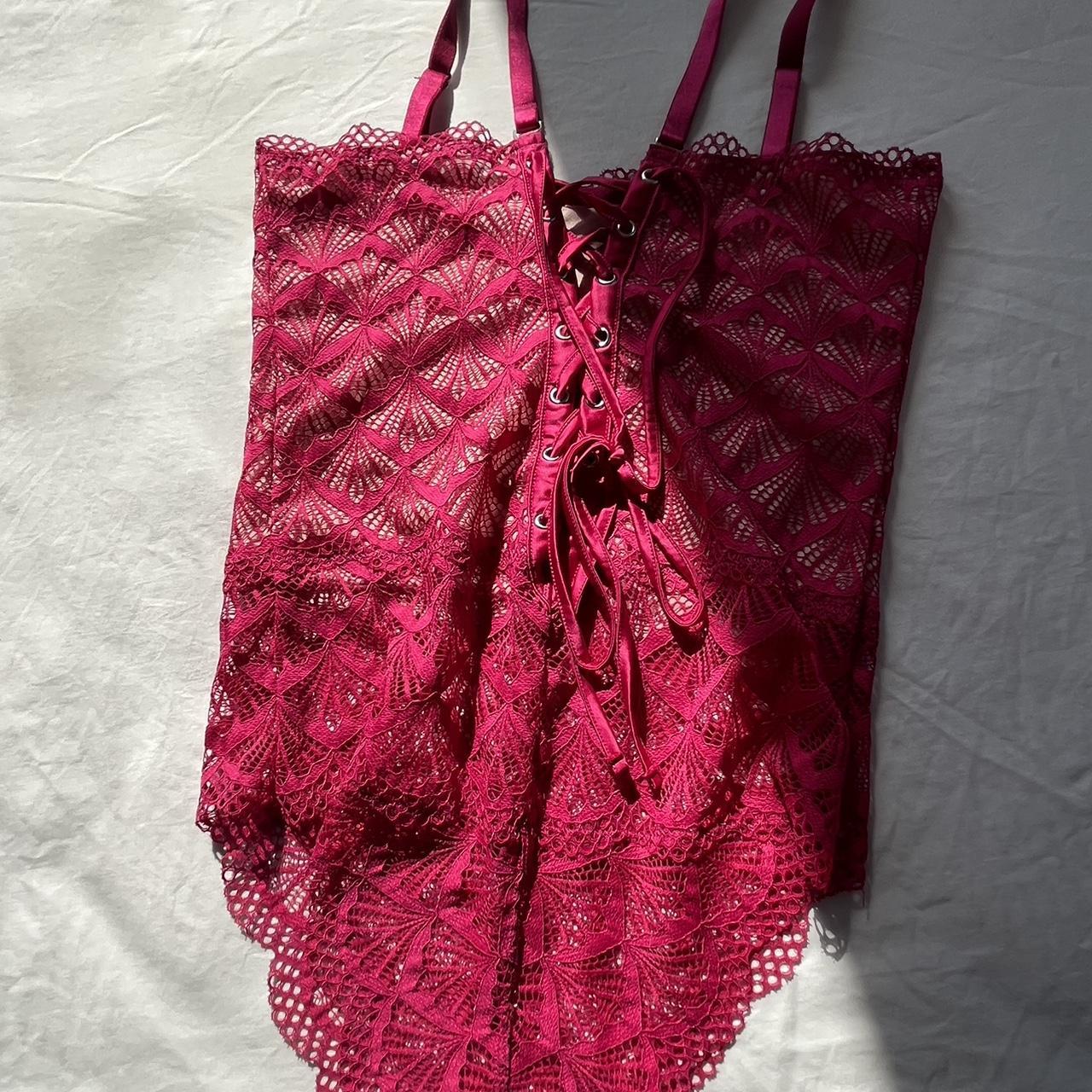 New Hot Pink Lace Lingerie Piece Size Small Hasn’t... - Depop