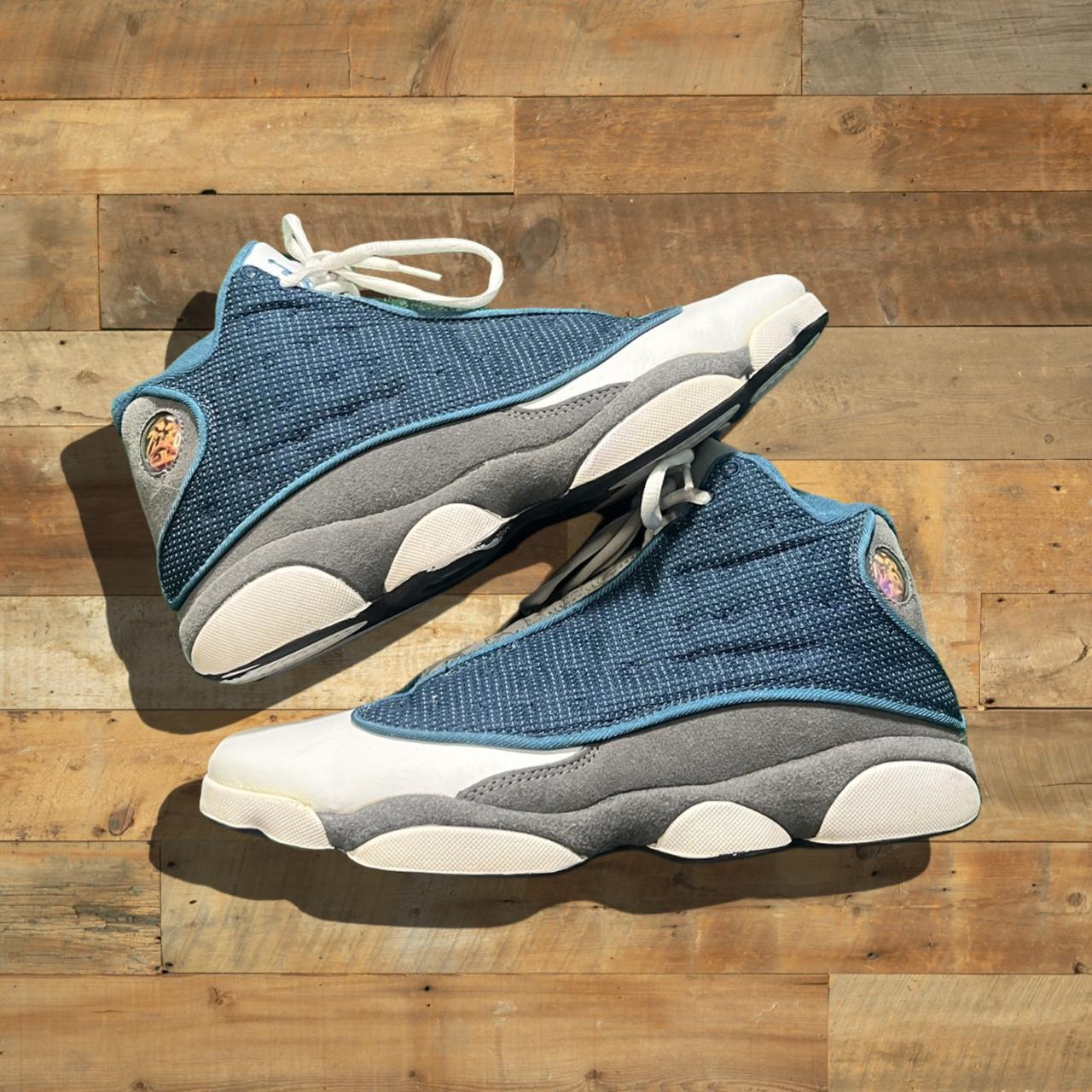 jordan retro 13 flint white blue gray