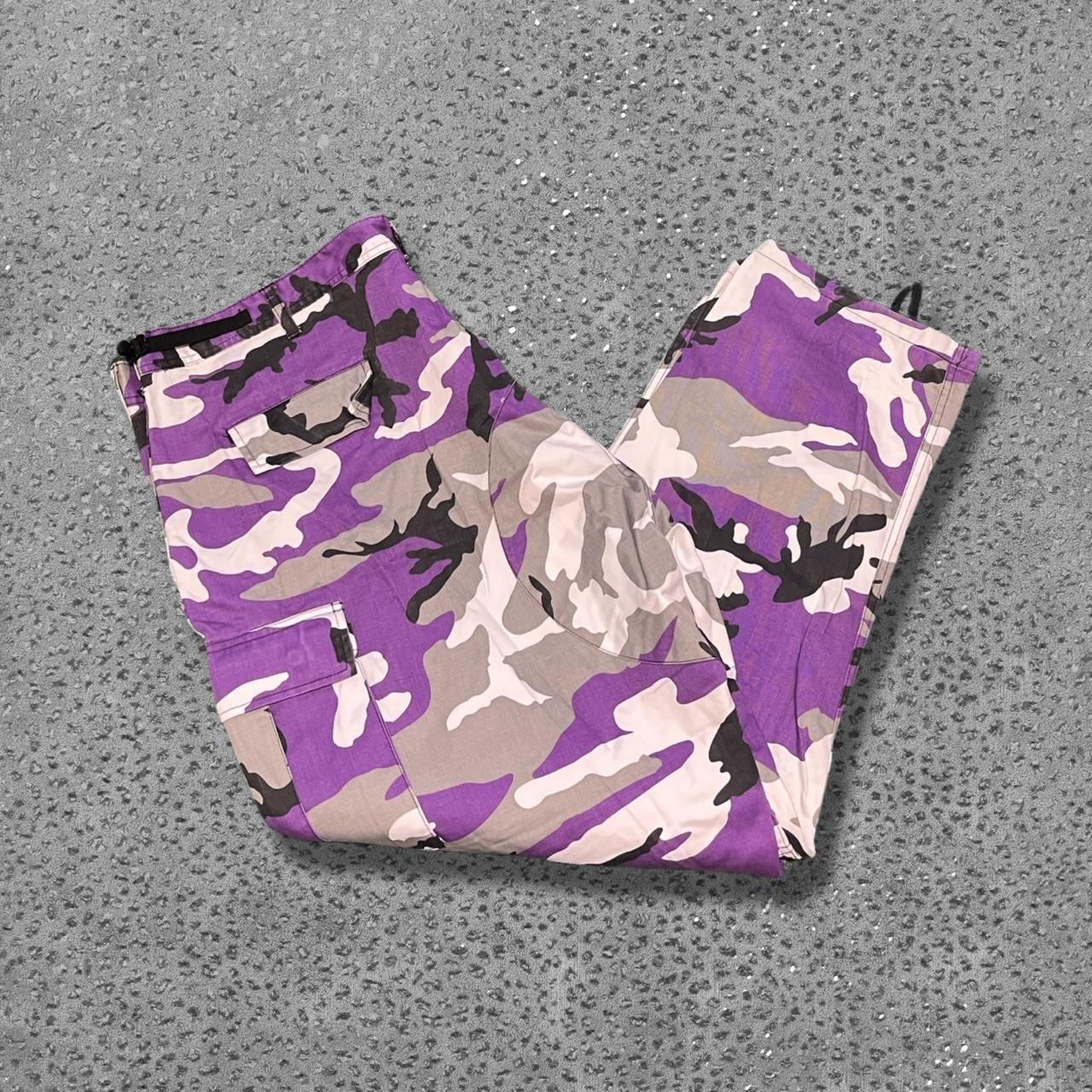 VTG Purple Camo Military Cargo Pants. Retro military... - Depop