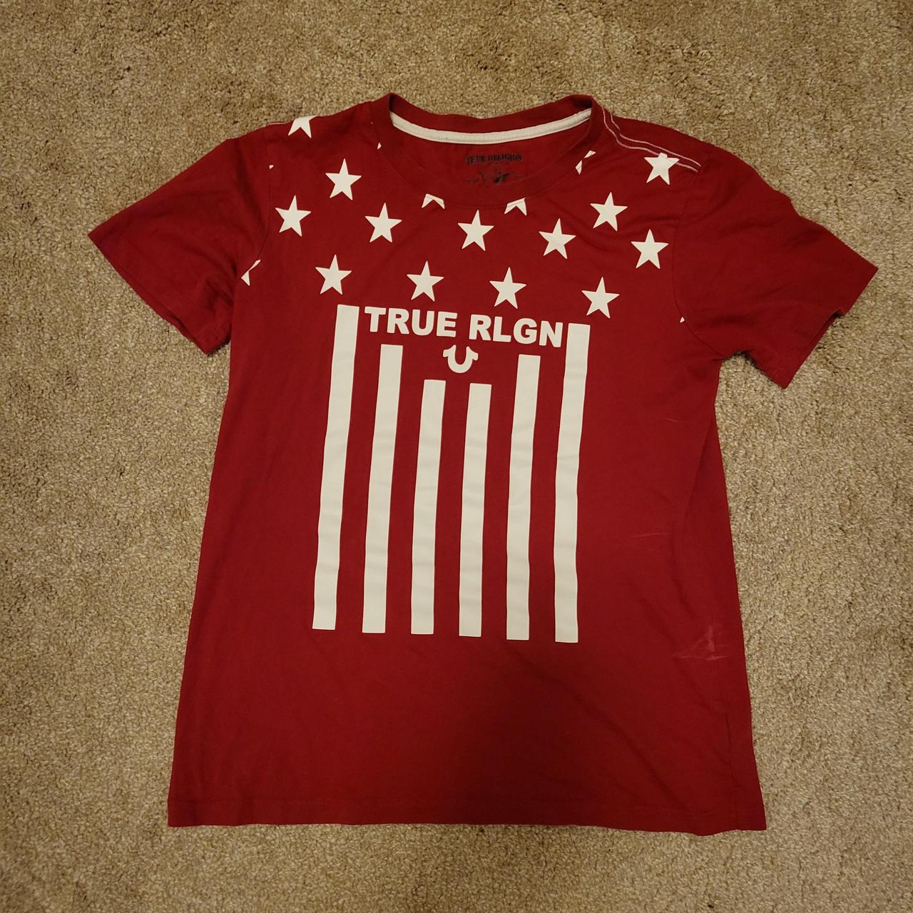 True Religion stars and stripes tee Size Youth Depop