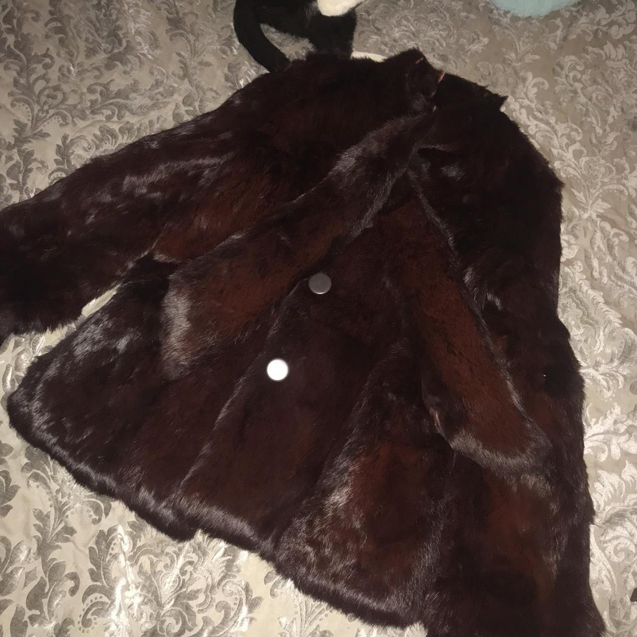 No Brand tags. Vintage maroon rabbit fur coat. Has... - Depop