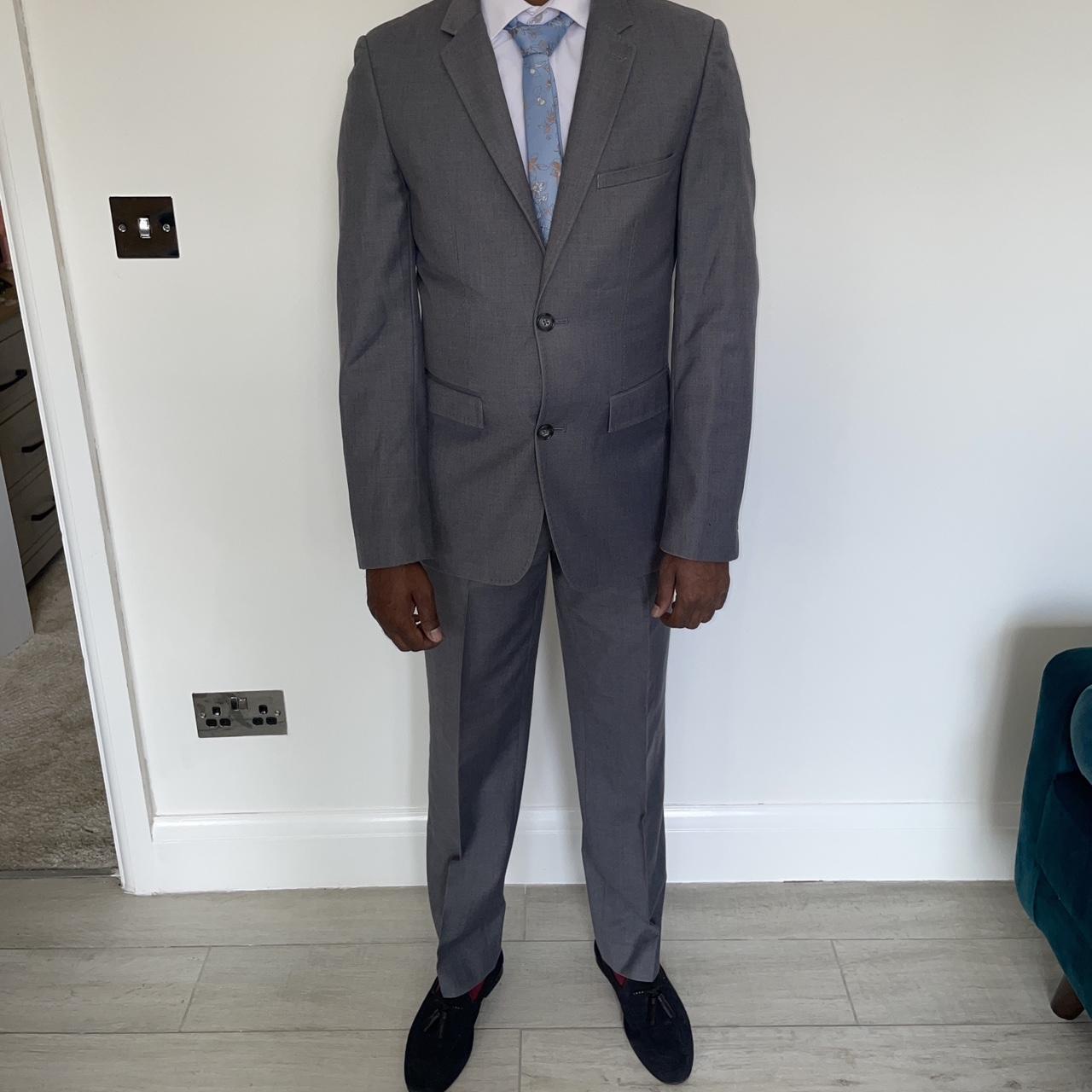 Moss Bros Light Grey Slim Suit Best Work Suits For Men: Reiss