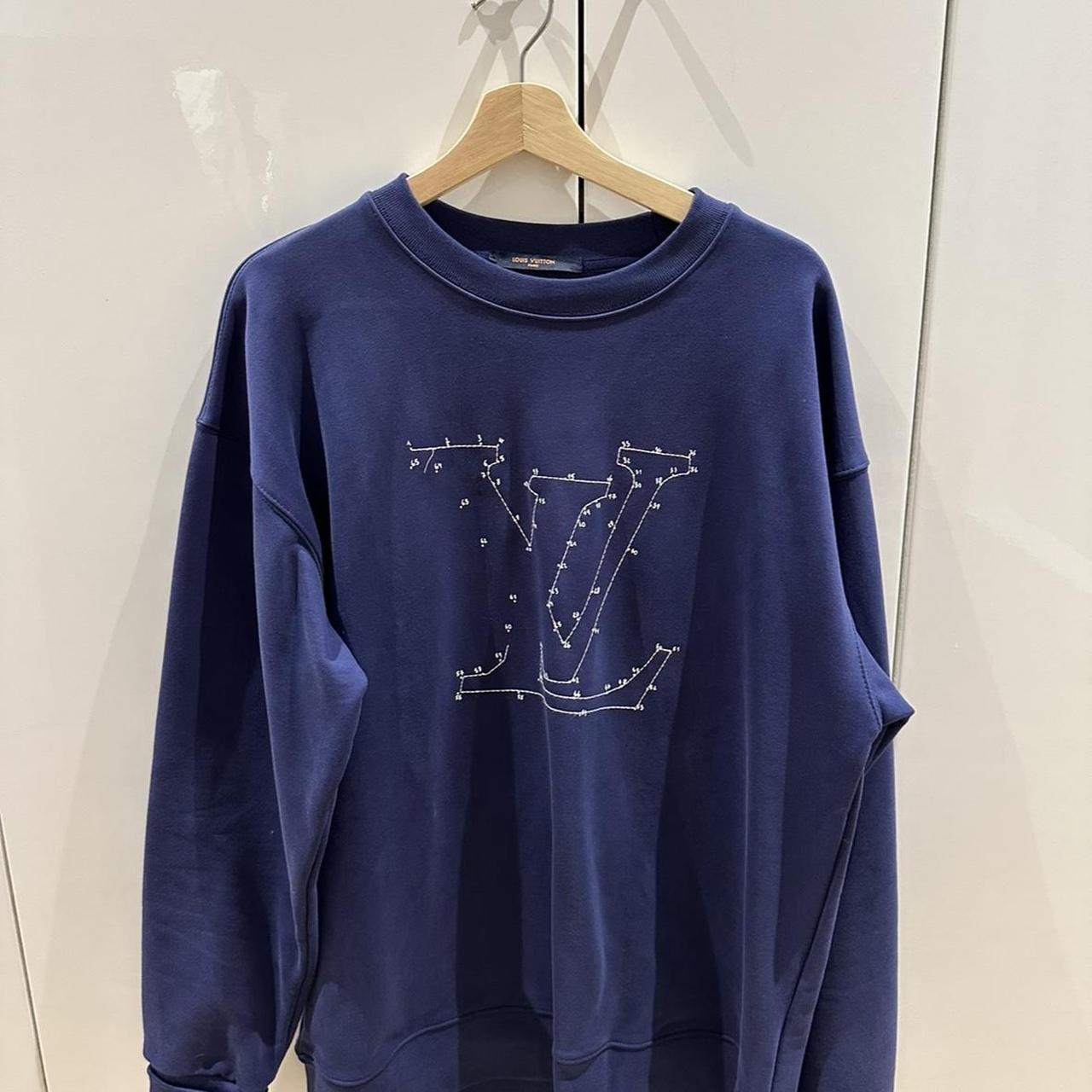 Louis Vuitton Stitch Print Embroidered Crewneck Sweatshirt navy