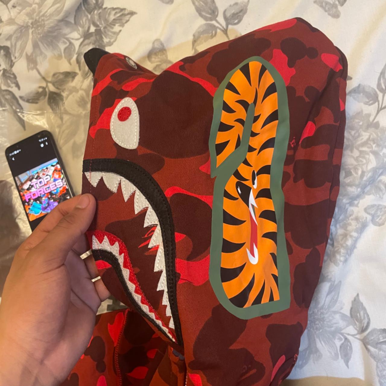 BAPE Color Camo Tiger Shark Wide Full Zip Double... - Depop