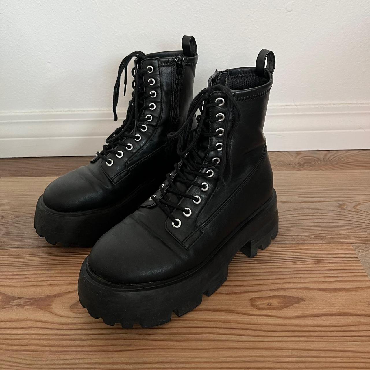 faux leather combat boots