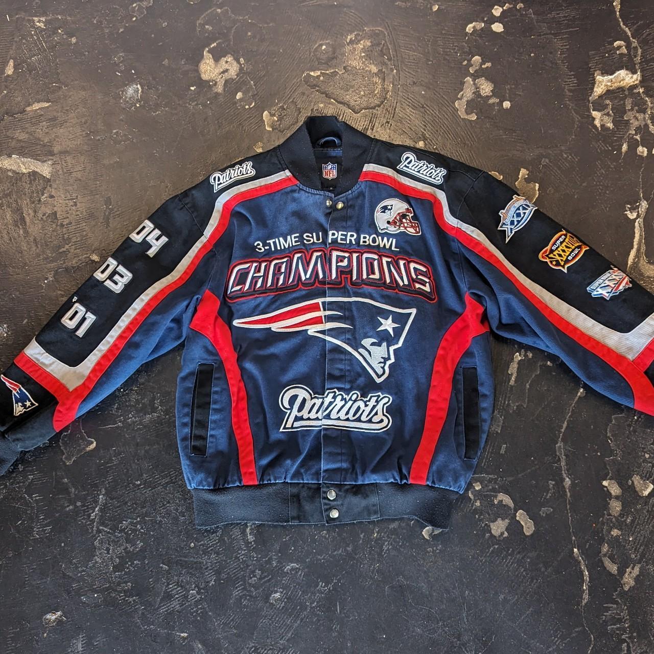 New England Patriots Biker Jacket Tagged as - Depop