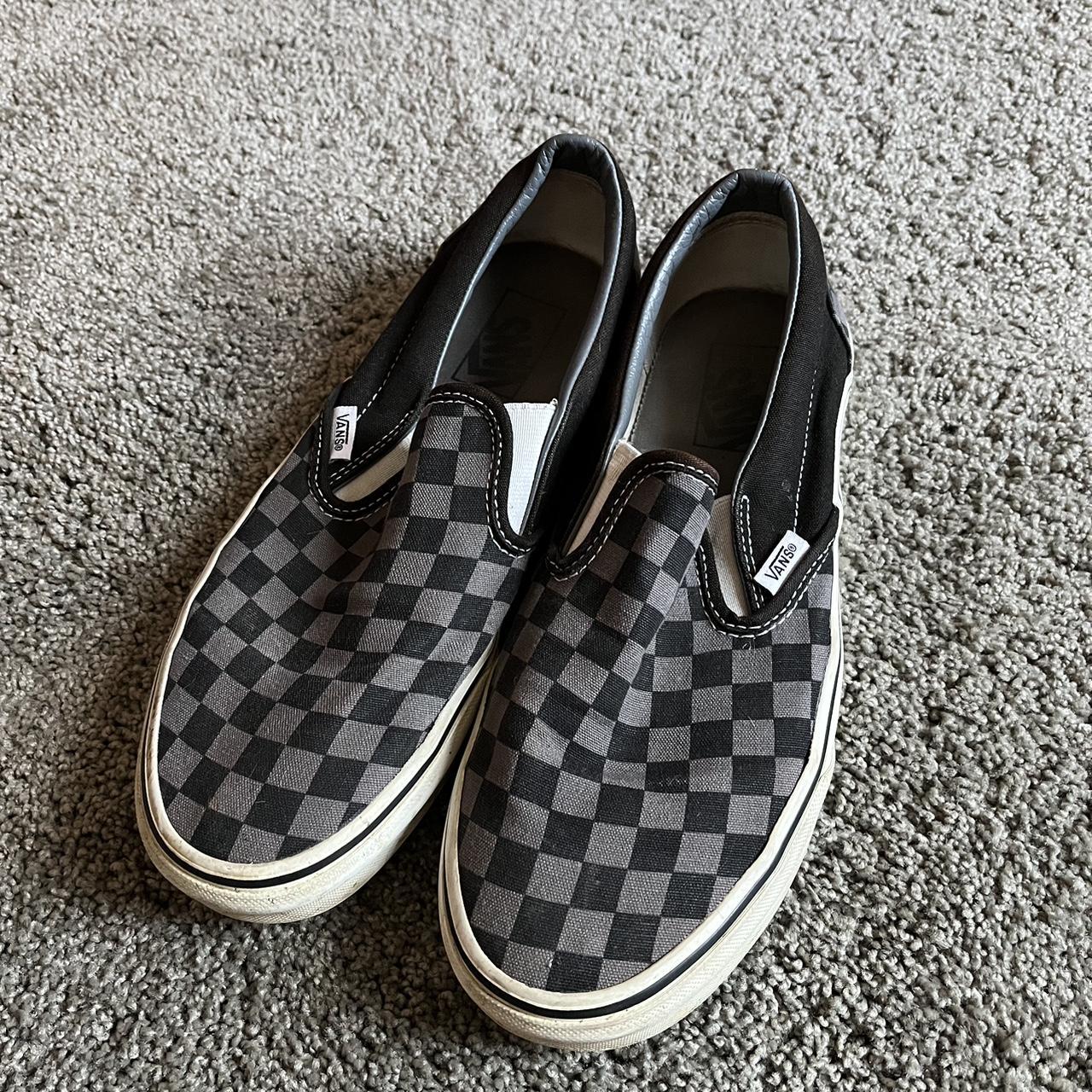 Gray/black checkered slip on vans , a classic #vans - Depop