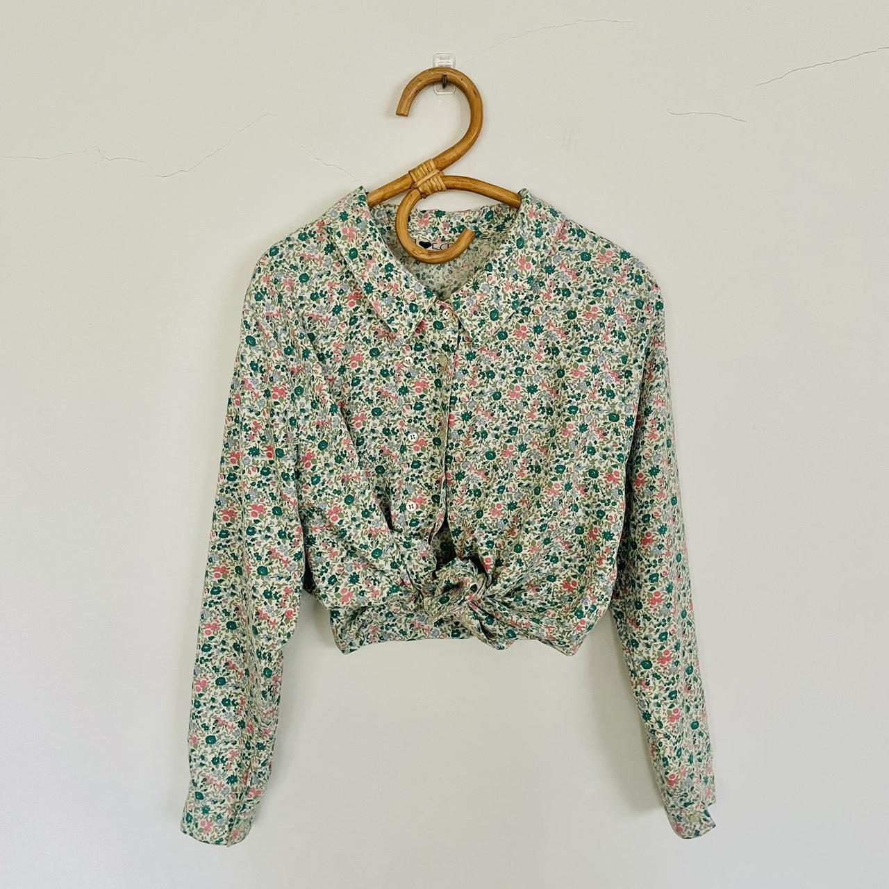 Vintage 90s floral granny chic long sleeve blouse... Depop