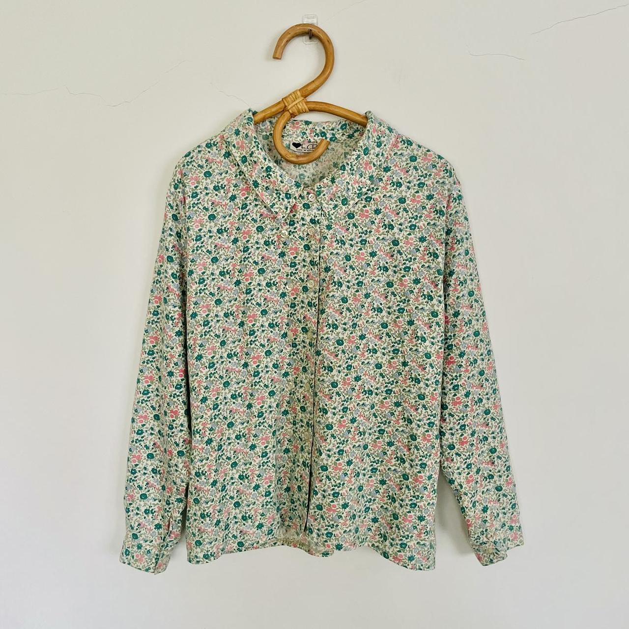 Vintage 90s floral granny chic long sleeve blouse... Depop