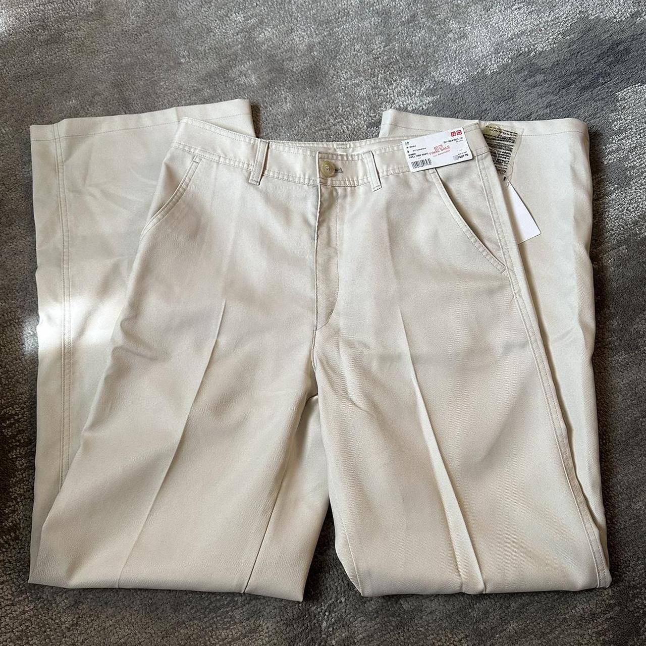 UNIQLO Women's Cream and Tan Trousers | Depop