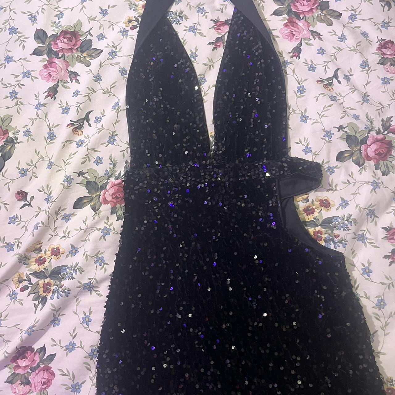 vintage asymmetrical halter top dress with sequins - Depop