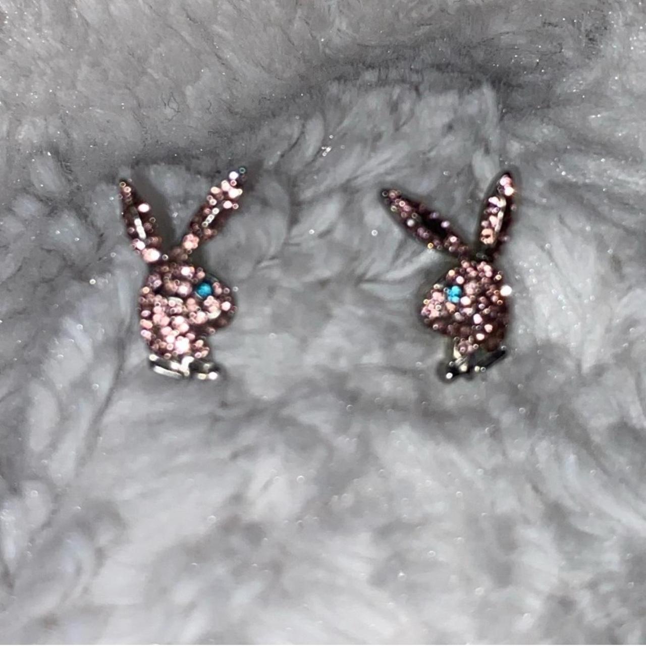playboy pink stud earrings rhinestone pink bunny... Depop