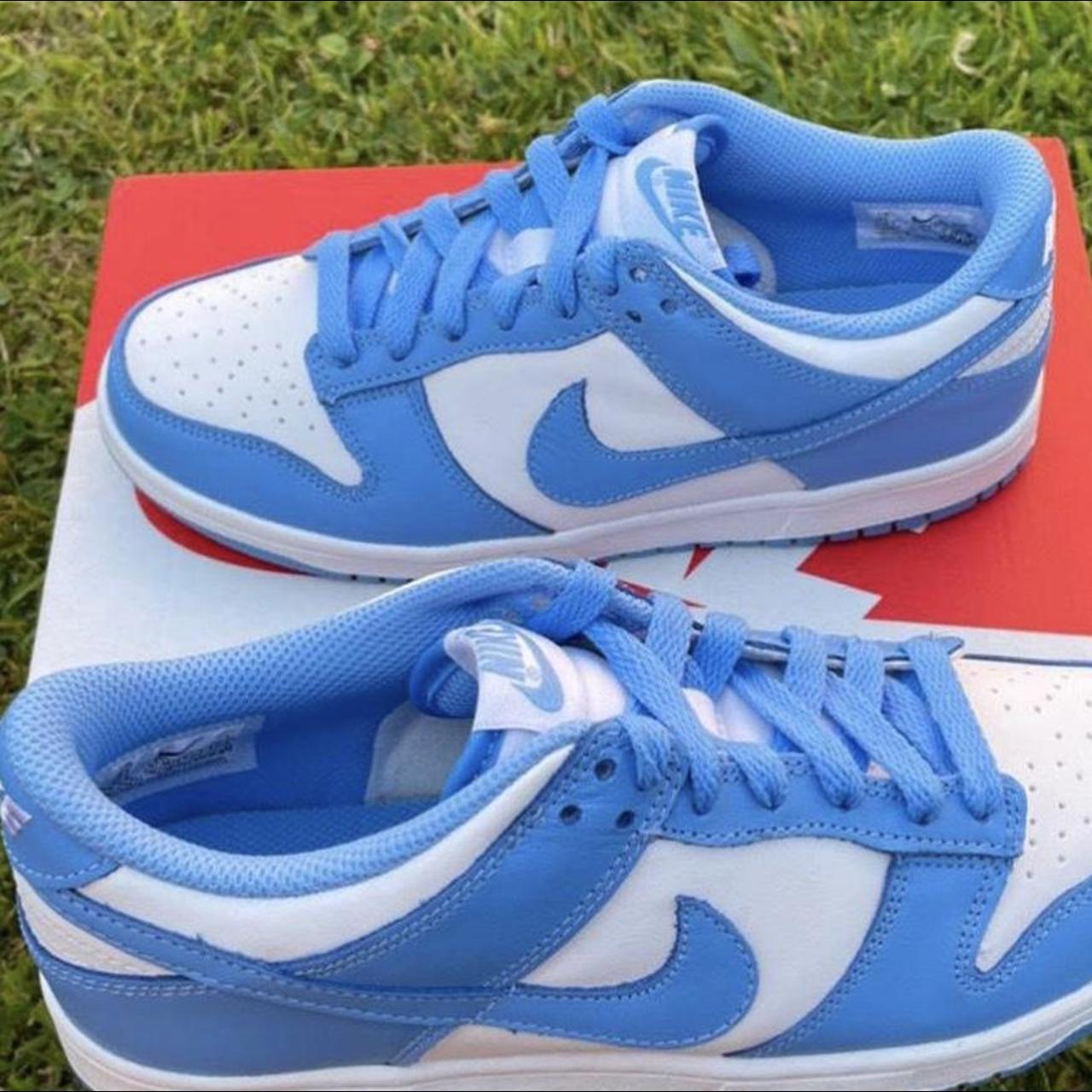 💯 authentic Nike Dunk low blue white university blue... - Depop