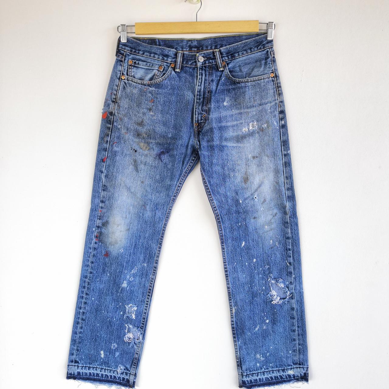 Distressed Dirty Levis 505 Jeans Released Hem Levis... - Depop