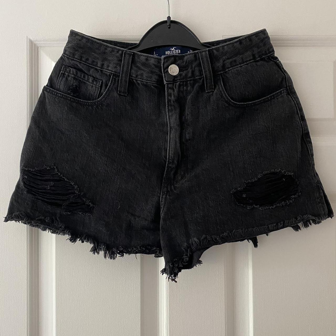 Black denim shorts hollister best sale