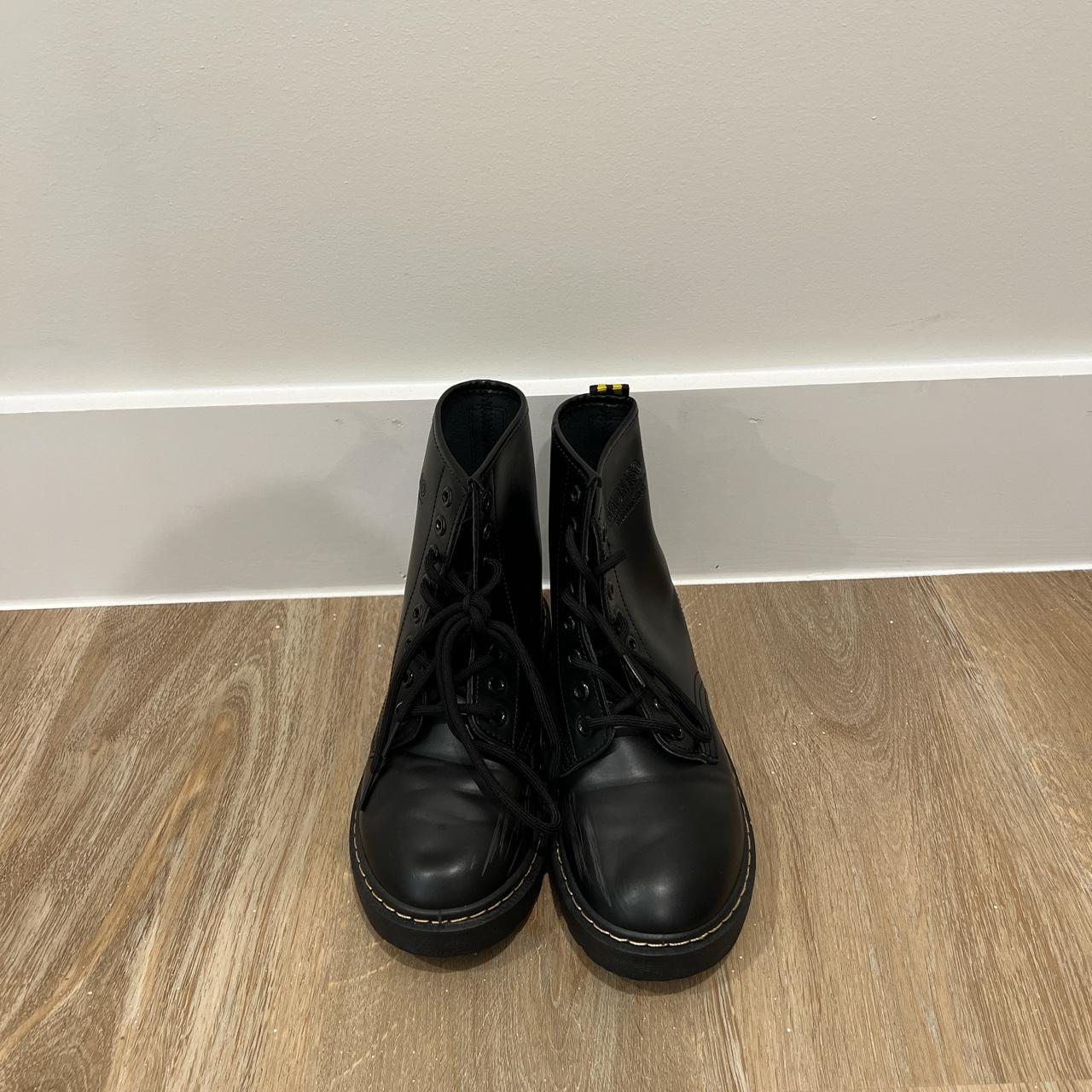 Black combat boots Light scratches on the inner corner - Depop